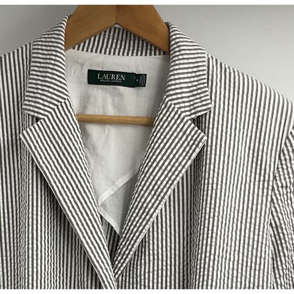 Ralph Lauren Striped Cotton Blazer Jacket Seersucker XL Size 16 Stretch - Picture 4 of 12